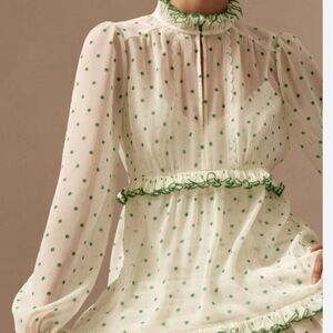 ME+EM Cream Ruffled Tiered Dress